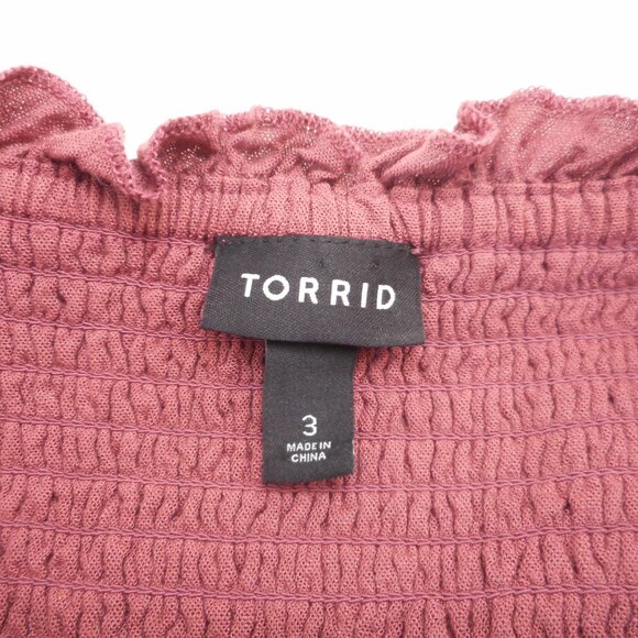 Torrid Size 3 Square-neck Smocked Babydoll Tank Women's plus size 3X Mauve - Picture 6 of 10